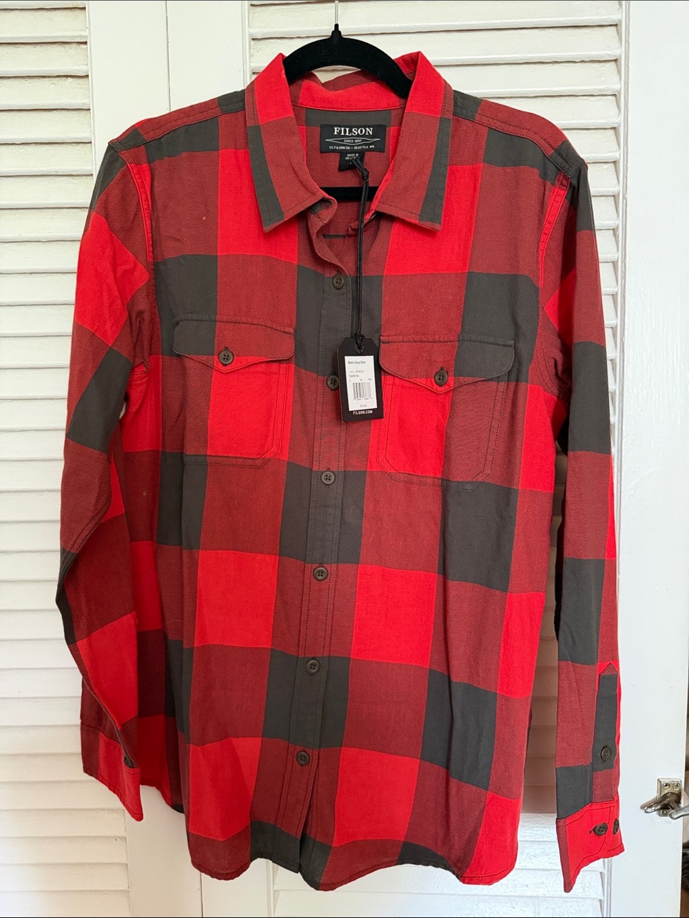 Filson Red and Dark Gray Buffalo Plaid Button-Down Shirt